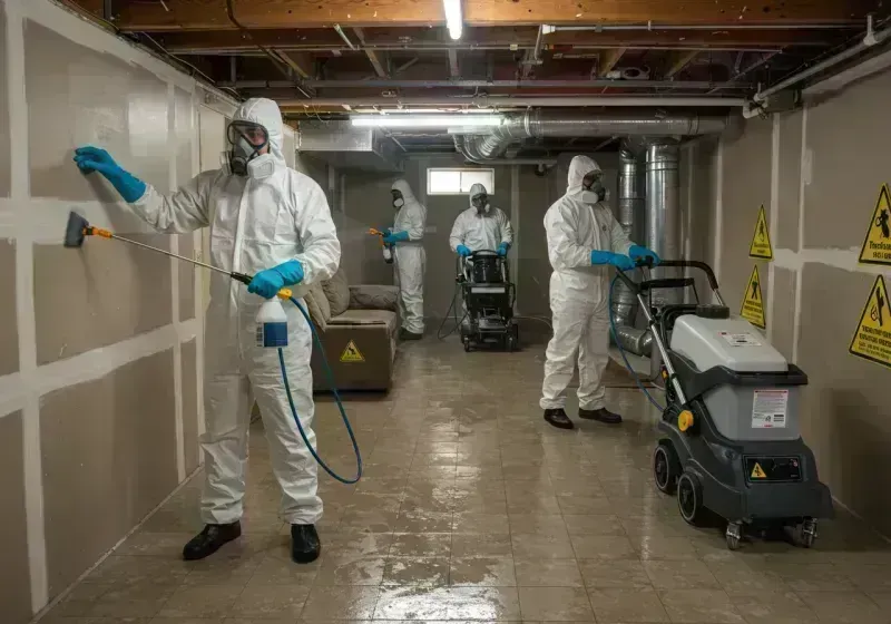 Basement Moisture Removal and Structural Drying process in Mastic Beach, NY